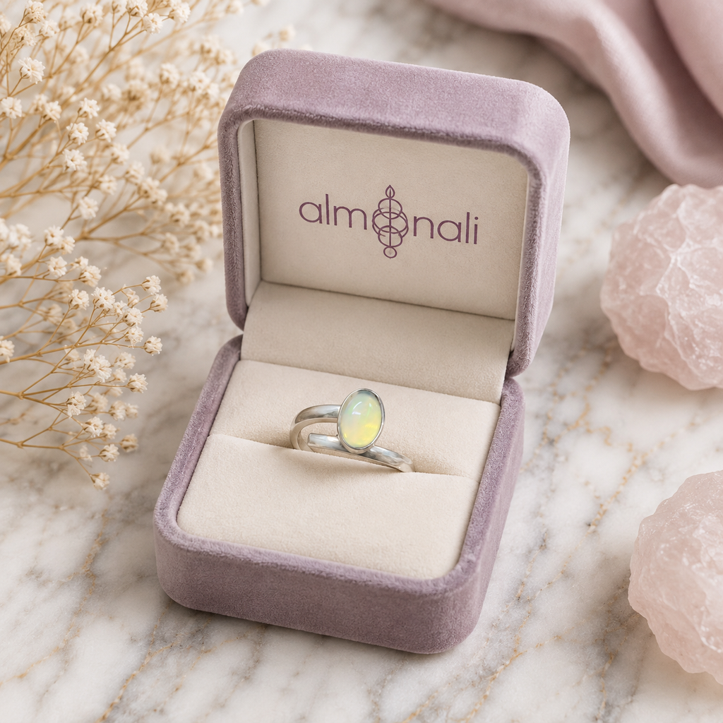 Anillo Ajustable de Ópalo Etíope en Plata .925