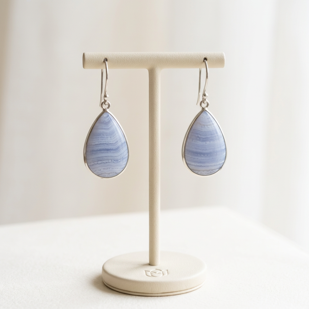 Aretes Ágata Blue Lace Plata