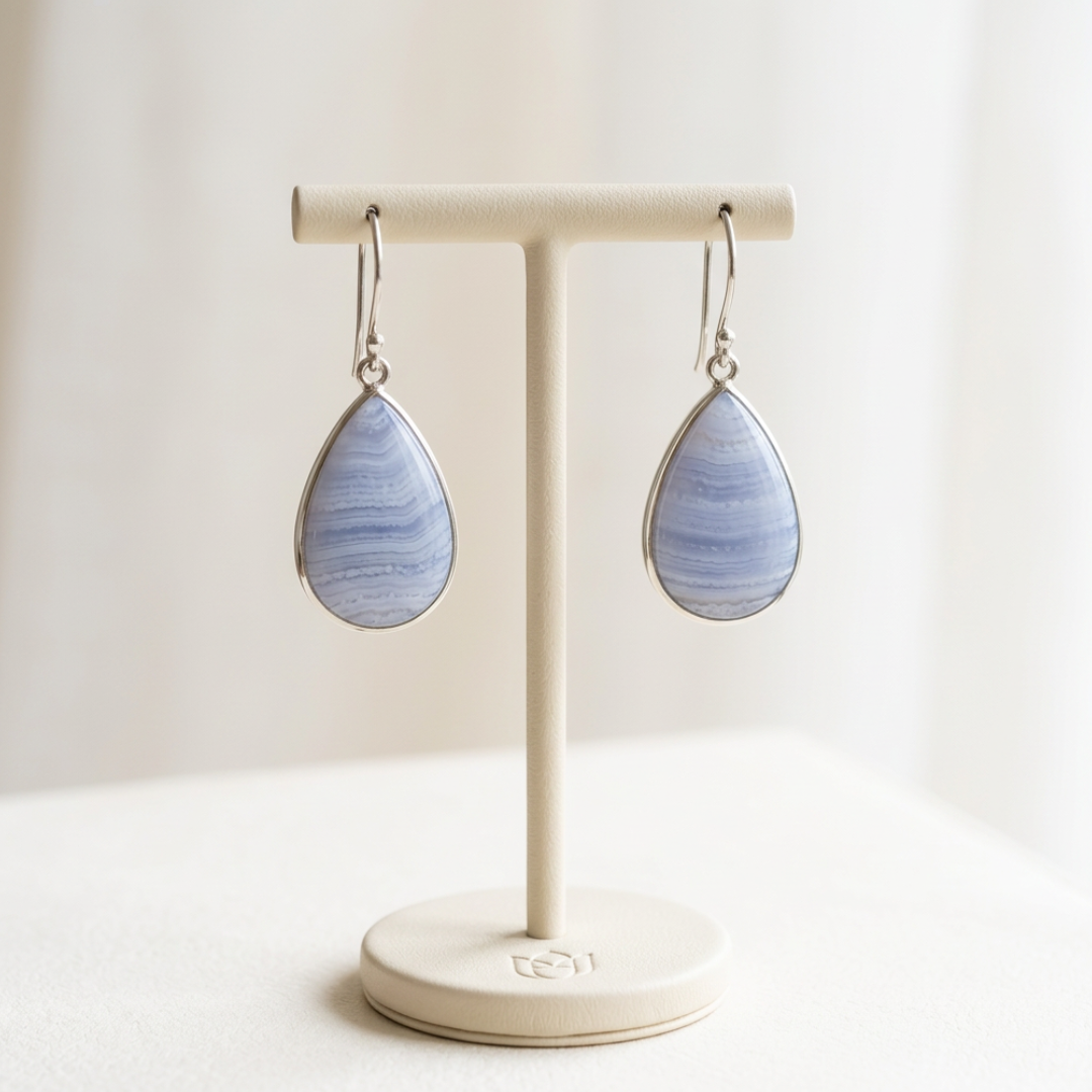 Aretes Ágata Blue Lace Plata