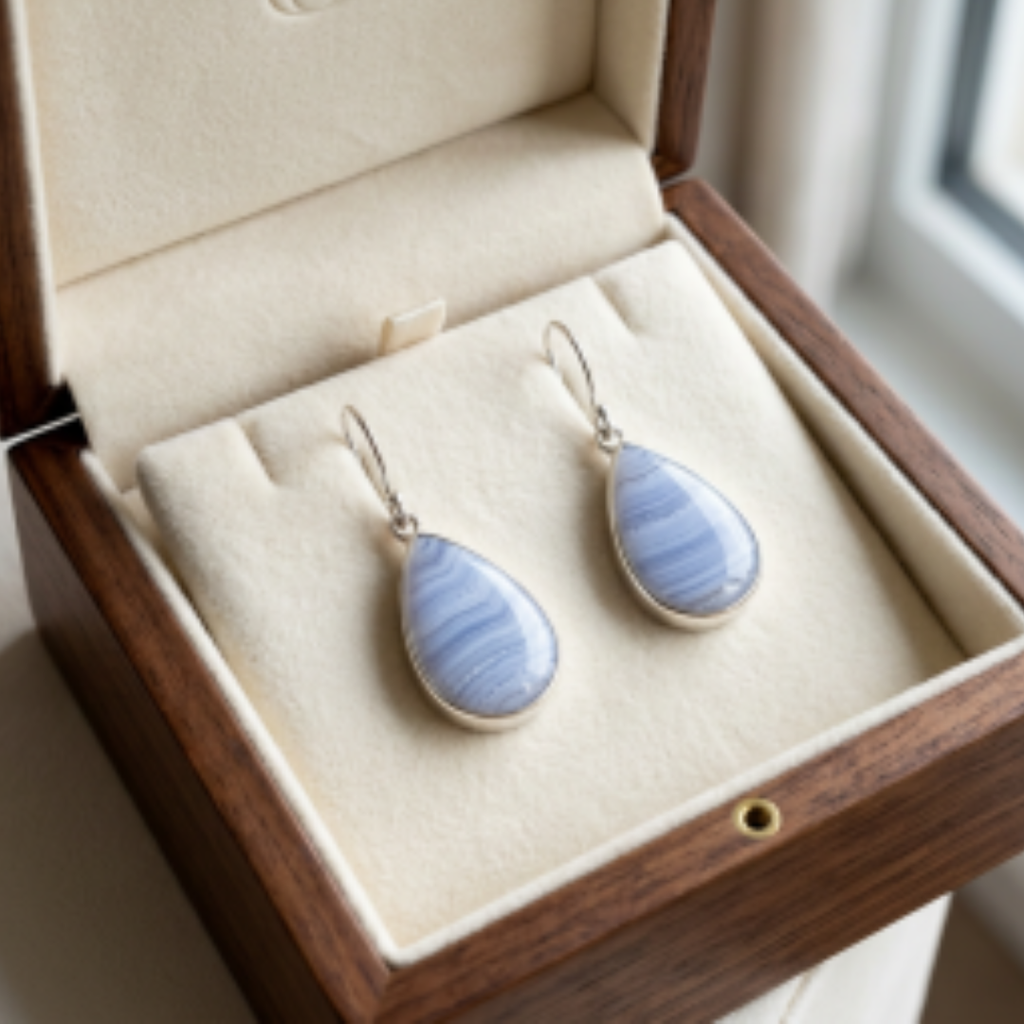 Aretes Ágata Blue Lace Plata