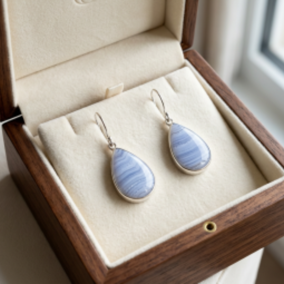 Aretes Ágata Blue Lace Plata