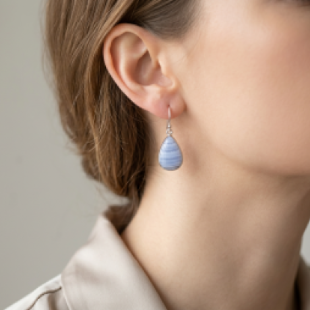 Aretes Ágata Blue Lace Plata