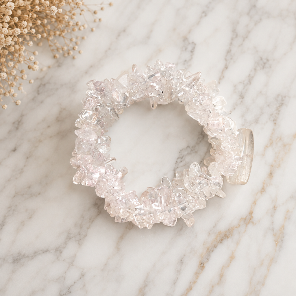 Brazalete de Cuarzo Blanco Natural en Chip