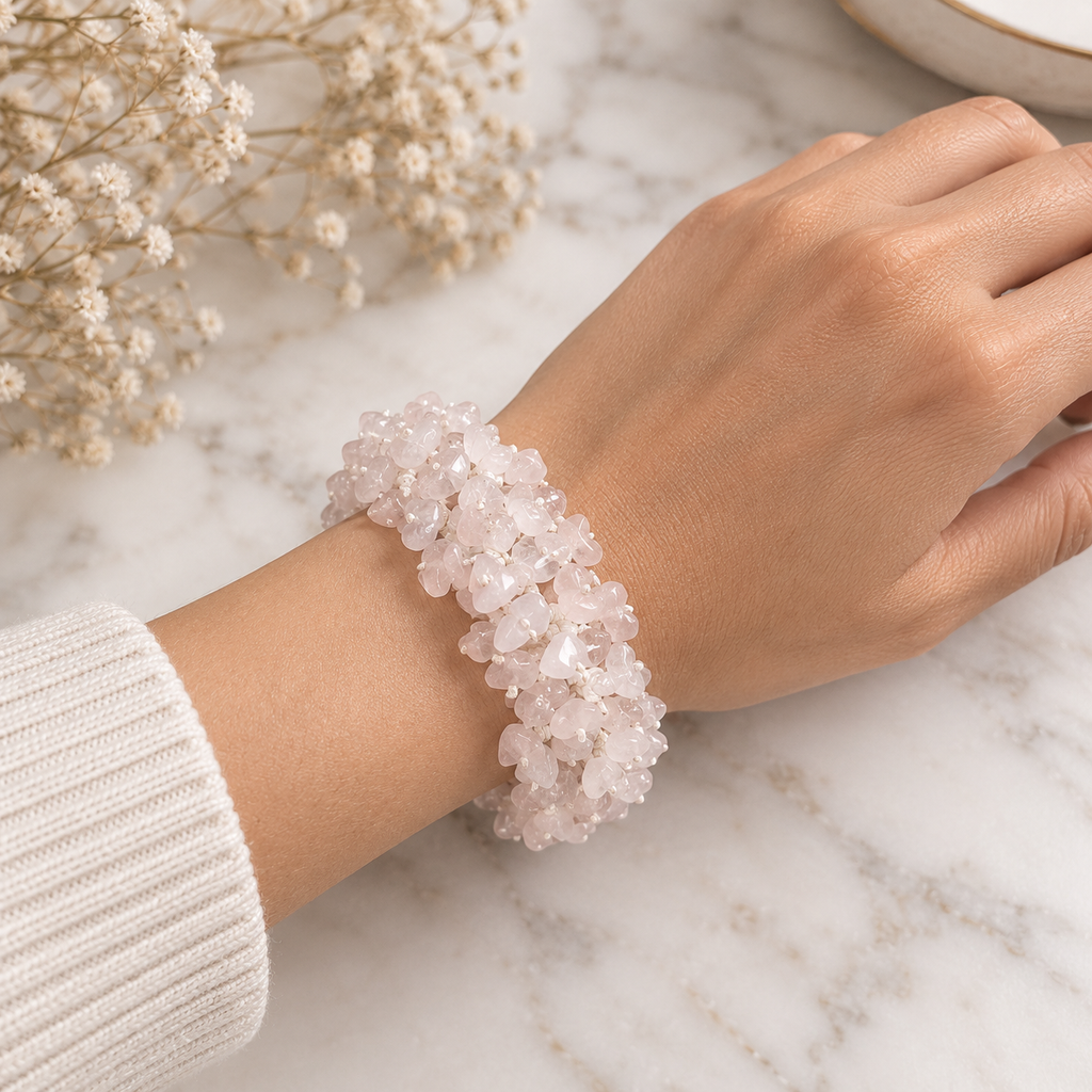 Brazalete Cuarzo Rosa
