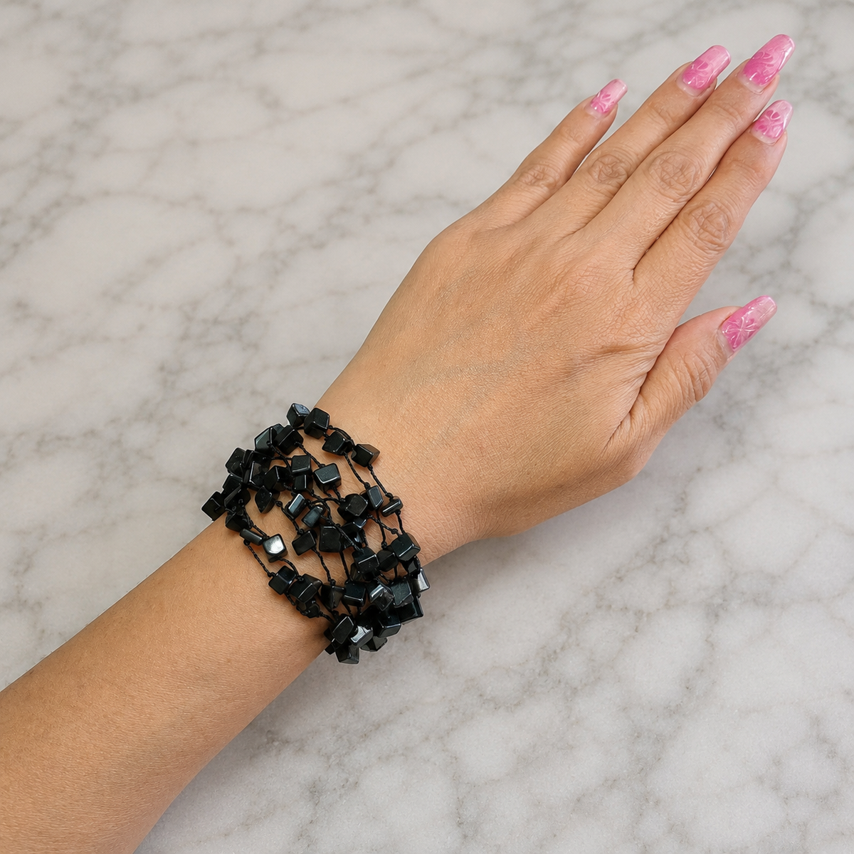 Brazalete Ónix Negro — Tejido