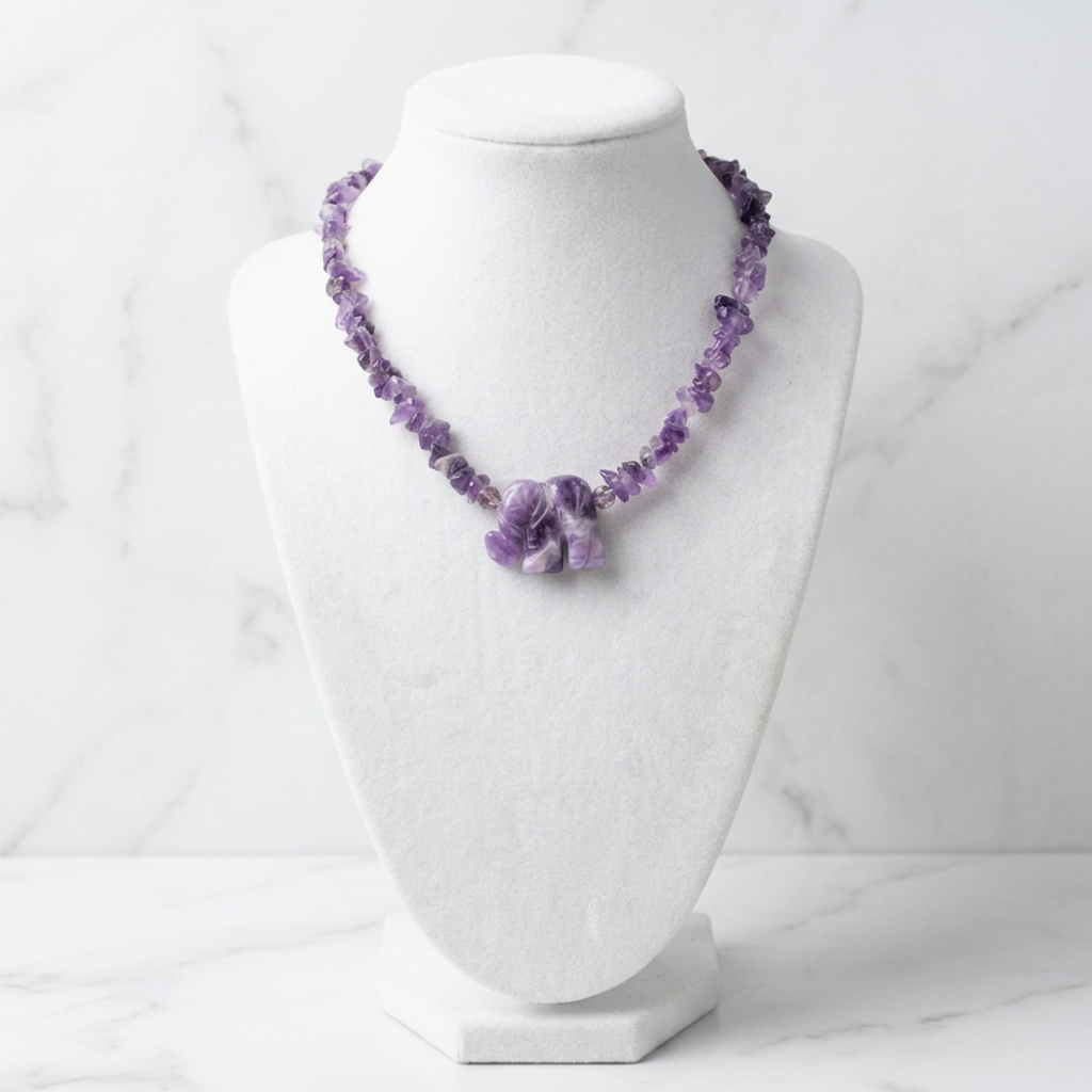 Collar Amatista Chip con Elefante