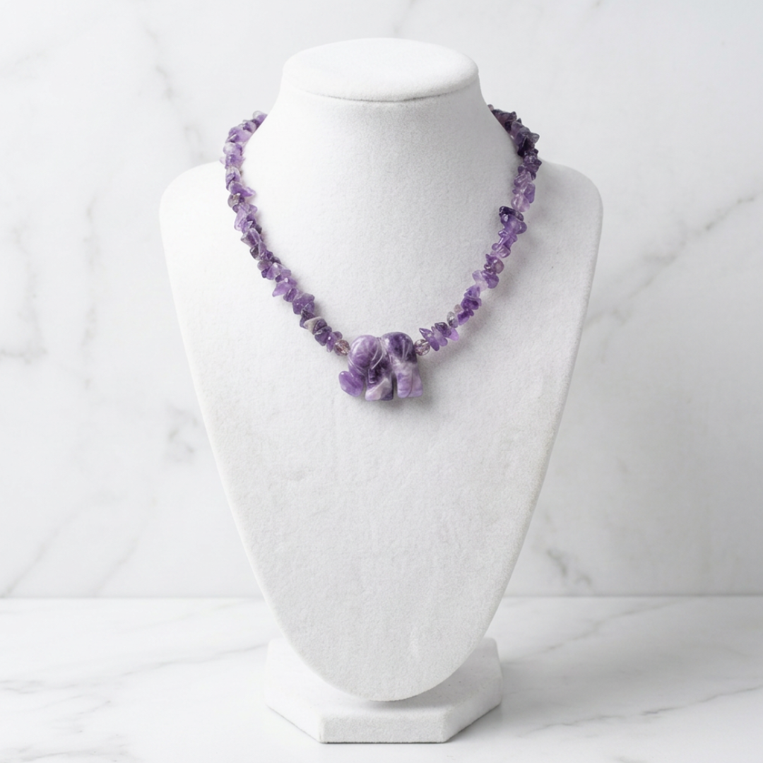 Collar Amatista Chip con Elefante