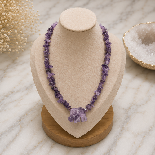 Collar Amatista Chip con Elefante