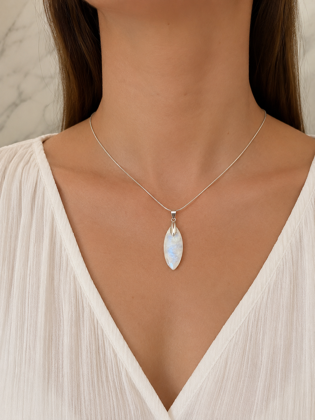 Collar Piedra Luna Facetada