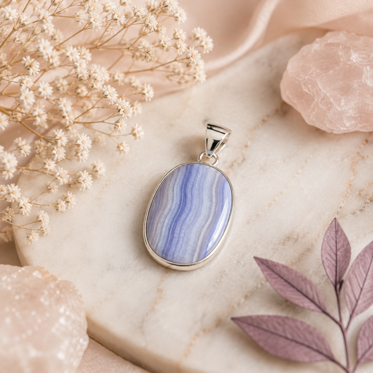 Dije Ágata Blue Lace Plata