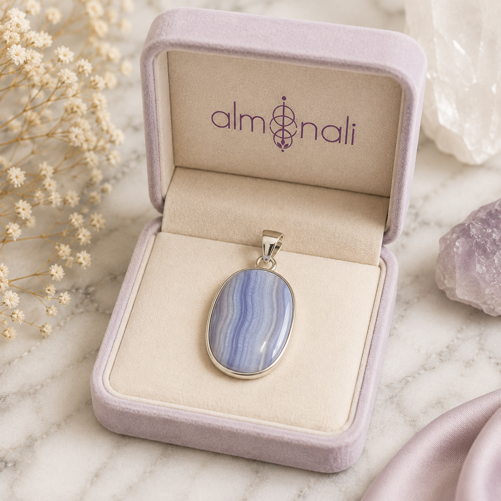 Dije Ágata Blue Lace Plata