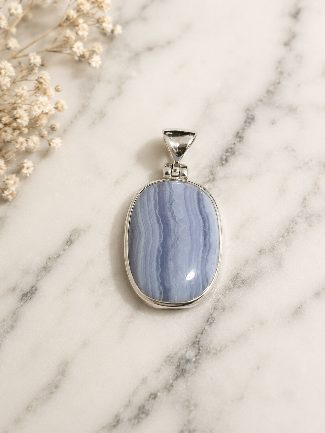 Dije Ágata Blue Lace Plata