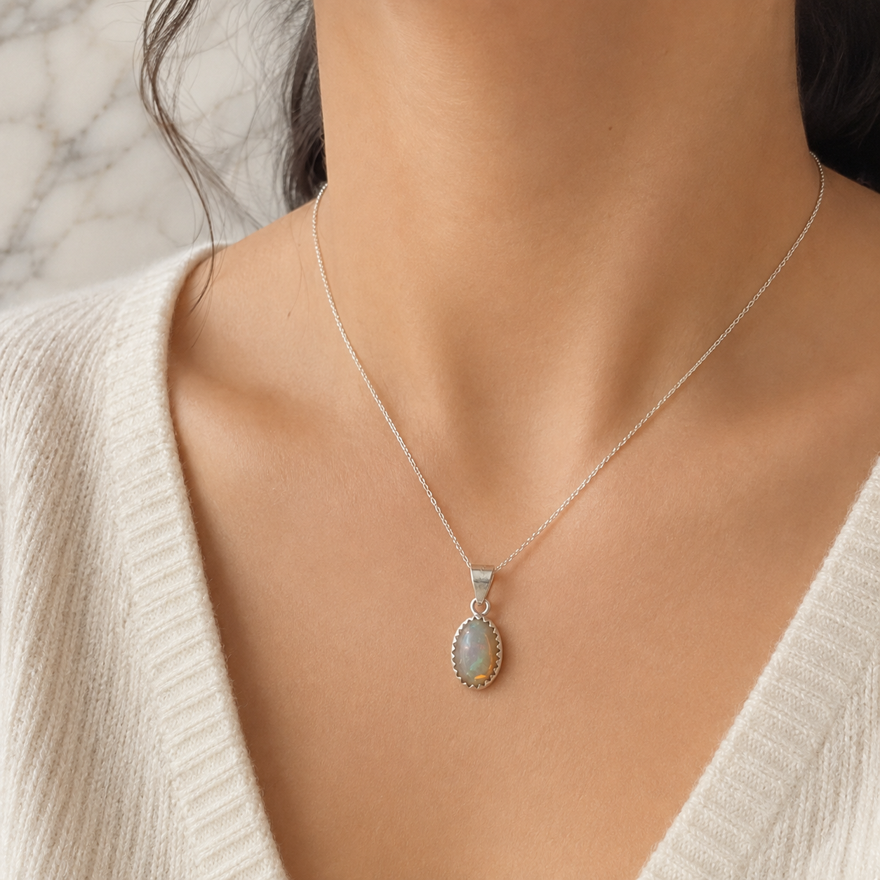 Dije de Ópalo Etíope en Plata .925