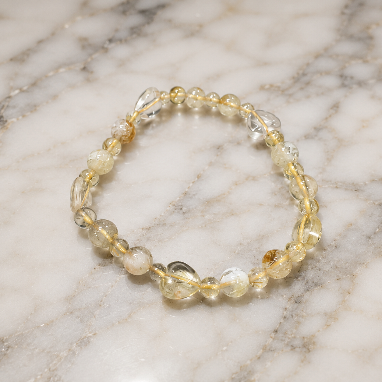 Pulsera Citrino con Corazones y Esfera