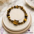 Pulsera Ojo de Tigre con Gatito — Adulto